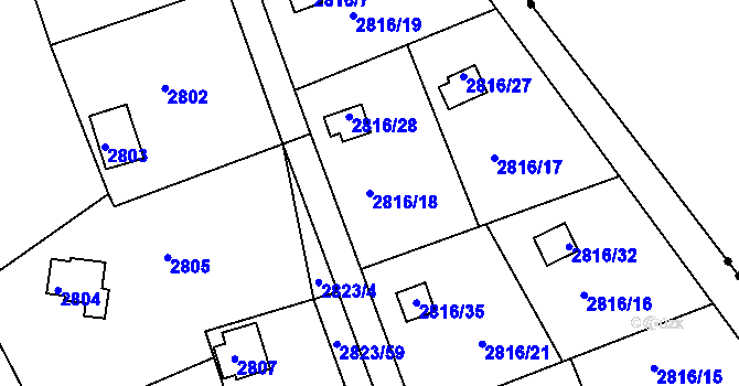 Parcela st. 2816/18 v KÚ Planá nad Lužnicí, Katastrální mapa