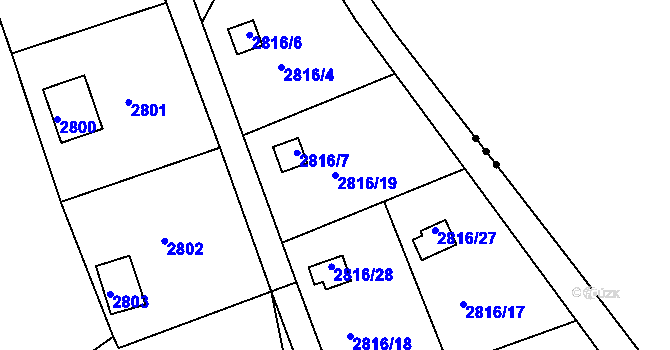 Parcela st. 2816/19 v KÚ Planá nad Lužnicí, Katastrální mapa