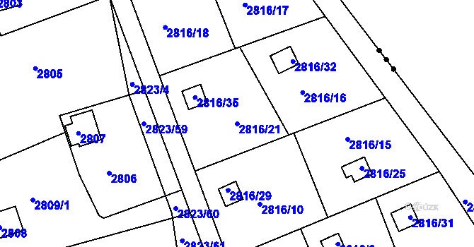 Parcela st. 2816/21 v KÚ Planá nad Lužnicí, Katastrální mapa