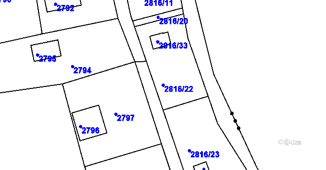 Parcela st. 2816/22 v KÚ Planá nad Lužnicí, Katastrální mapa