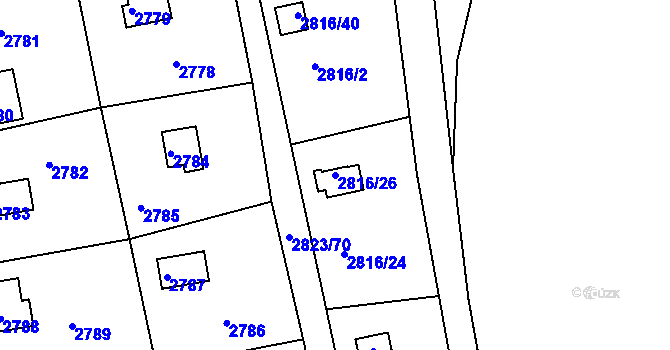 Parcela st. 2816/26 v KÚ Planá nad Lužnicí, Katastrální mapa