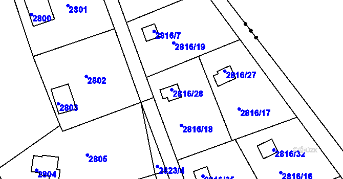 Parcela st. 2816/28 v KÚ Planá nad Lužnicí, Katastrální mapa