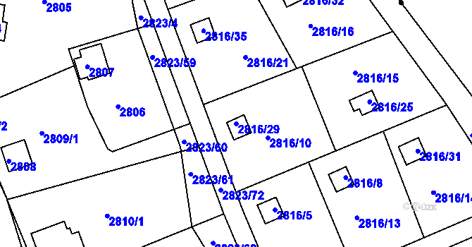 Parcela st. 2816/29 v KÚ Planá nad Lužnicí, Katastrální mapa