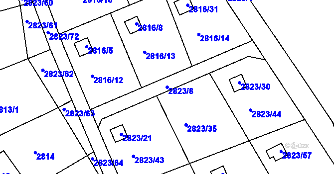 Parcela st. 2823/8 v KÚ Planá nad Lužnicí, Katastrální mapa