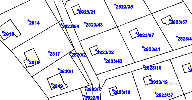 Parcela st. 2823/22 v KÚ Planá nad Lužnicí, Katastrální mapa