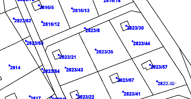 Parcela st. 2823/35 v KÚ Planá nad Lužnicí, Katastrální mapa