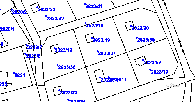 Parcela st. 2823/37 v KÚ Planá nad Lužnicí, Katastrální mapa