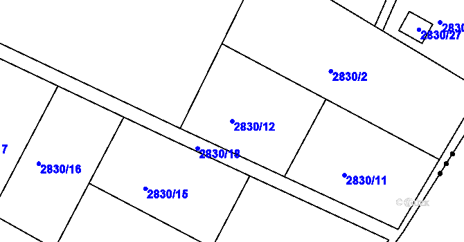 Parcela st. 2830/12 v KÚ Planá nad Lužnicí, Katastrální mapa