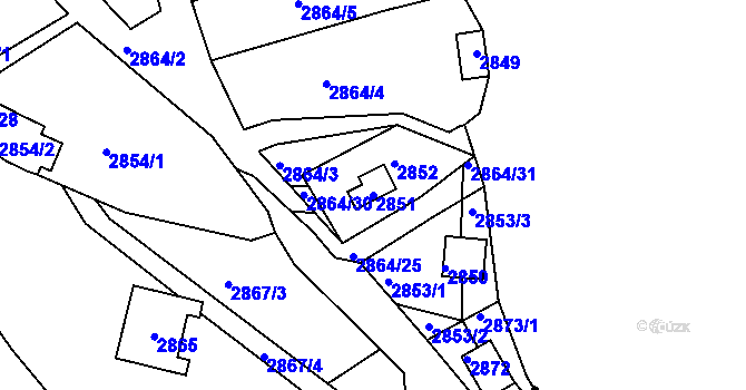 Parcela st. 2851 v KÚ Planá nad Lužnicí, Katastrální mapa