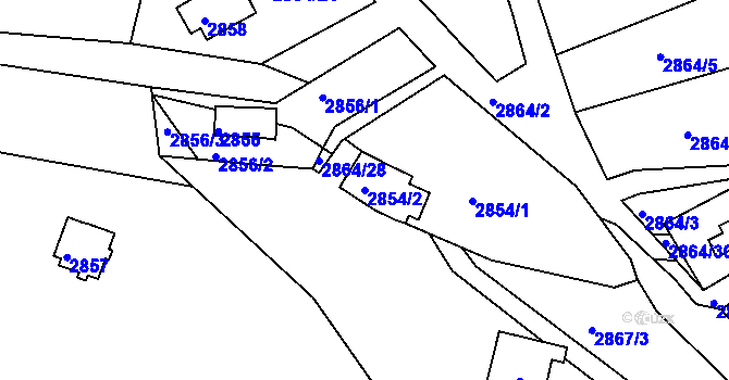 Parcela st. 2854/2 v KÚ Planá nad Lužnicí, Katastrální mapa