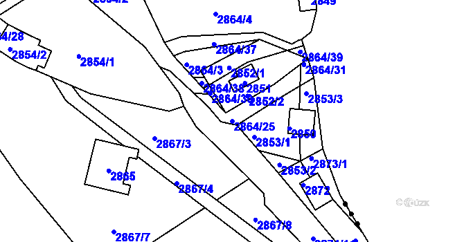 Parcela st. 2864/25 v KÚ Planá nad Lužnicí, Katastrální mapa