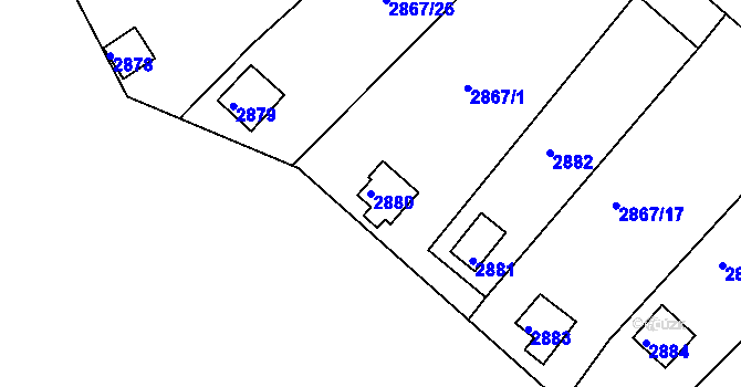 Parcela st. 2880 v KÚ Planá nad Lužnicí, Katastrální mapa