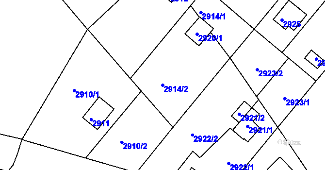 Parcela st. 2914/2 v KÚ Planá nad Lužnicí, Katastrální mapa