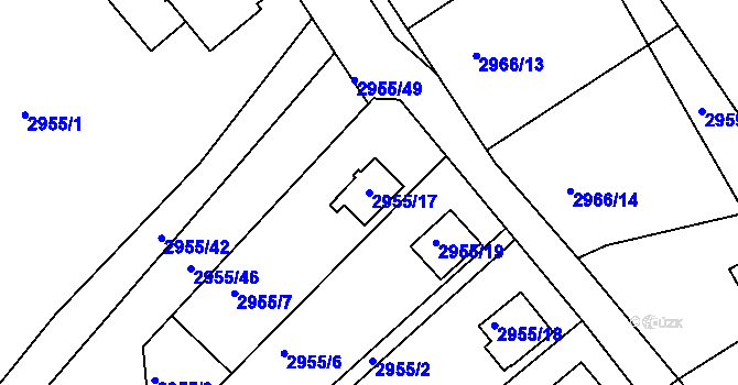 Parcela st. 2955/17 v KÚ Planá nad Lužnicí, Katastrální mapa
