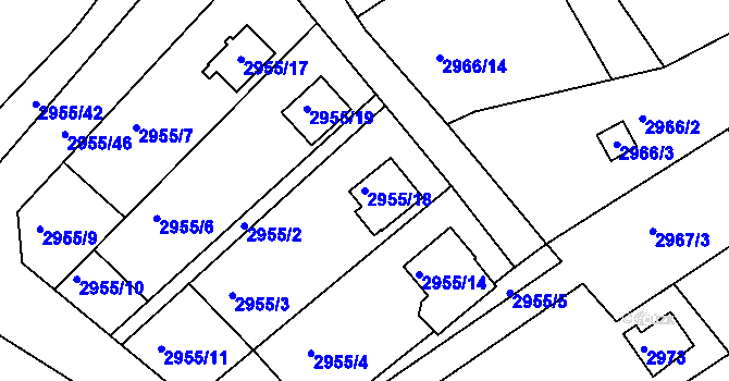 Parcela st. 2955/18 v KÚ Planá nad Lužnicí, Katastrální mapa