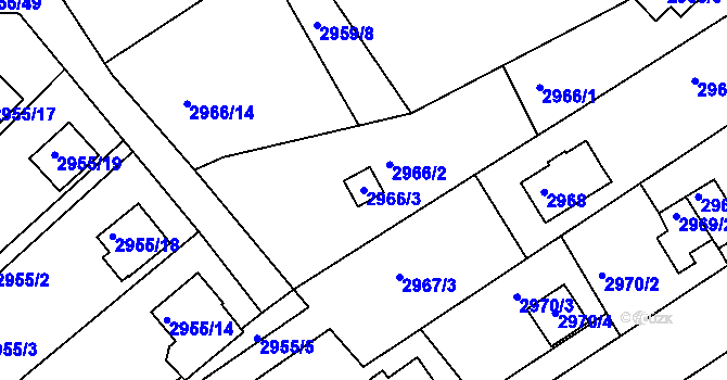 Parcela st. 2966/3 v KÚ Planá nad Lužnicí, Katastrální mapa
