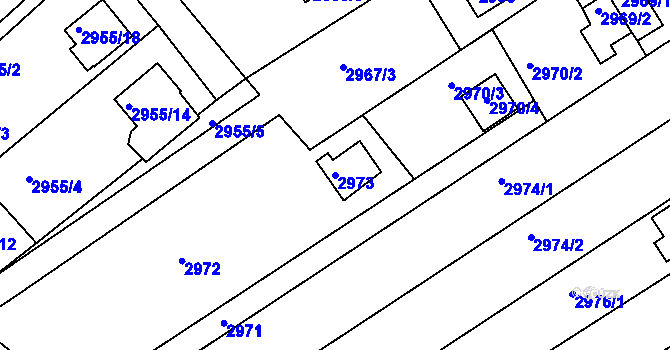 Parcela st. 2973 v KÚ Planá nad Lužnicí, Katastrální mapa
