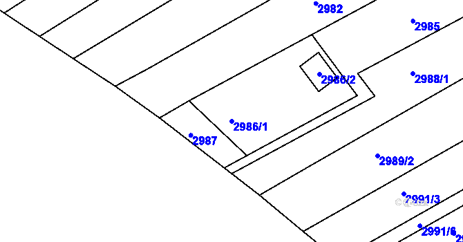 Parcela st. 2986/1 v KÚ Planá nad Lužnicí, Katastrální mapa