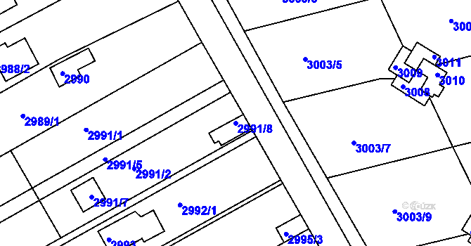 Parcela st. 2991/8 v KÚ Planá nad Lužnicí, Katastrální mapa