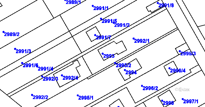 Parcela st. 2993 v KÚ Planá nad Lužnicí, Katastrální mapa