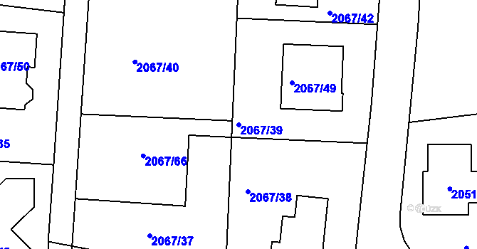 Parcela st. 2067/39 v KÚ Planá nad Lužnicí, Katastrální mapa