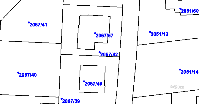 Parcela st. 2067/42 v KÚ Planá nad Lužnicí, Katastrální mapa