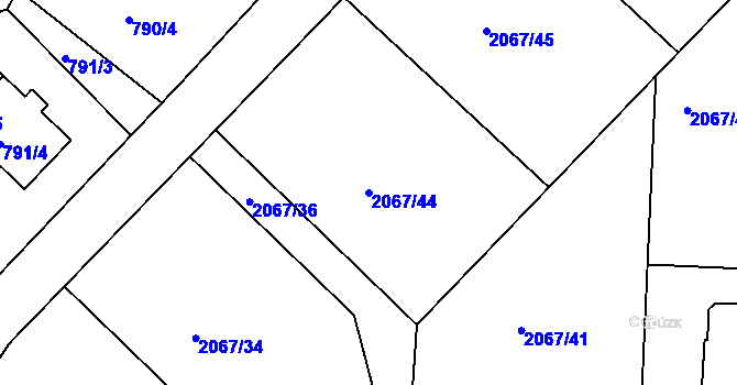 Parcela st. 2067/44 v KÚ Planá nad Lužnicí, Katastrální mapa