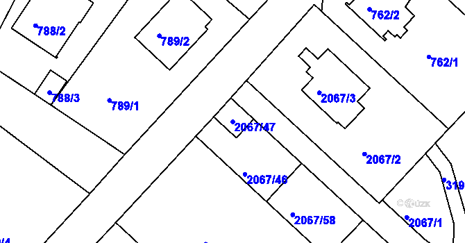 Parcela st. 2067/47 v KÚ Planá nad Lužnicí, Katastrální mapa