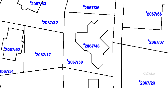 Parcela st. 2067/48 v KÚ Planá nad Lužnicí, Katastrální mapa