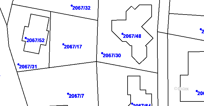 Parcela st. 2067/30 v KÚ Planá nad Lužnicí, Katastrální mapa