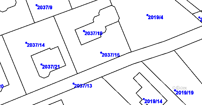 Parcela st. 2037/15 v KÚ Planá nad Lužnicí, Katastrální mapa