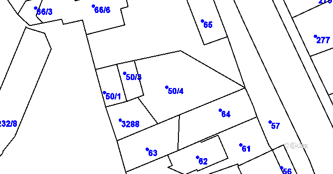 Parcela st. 50/4 v KÚ Planá nad Lužnicí, Katastrální mapa