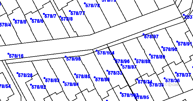 Parcela st. 578/104 v KÚ Planá nad Lužnicí, Katastrální mapa