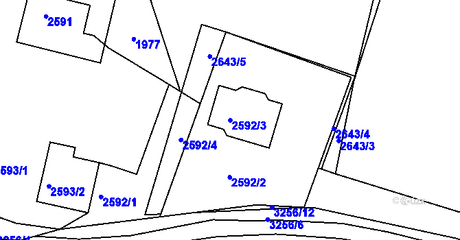 Parcela st. 2592/3 v KÚ Planá nad Lužnicí, Katastrální mapa