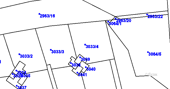 Parcela st. 3033/4 v KÚ Planá nad Lužnicí, Katastrální mapa