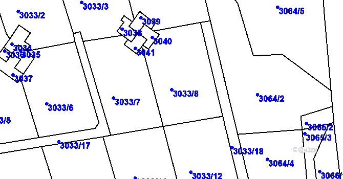 Parcela st. 3033/8 v KÚ Planá nad Lužnicí, Katastrální mapa