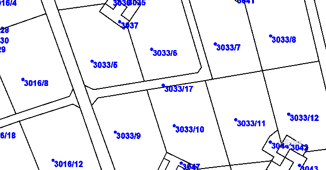 Parcela st. 3033/17 v KÚ Planá nad Lužnicí, Katastrální mapa