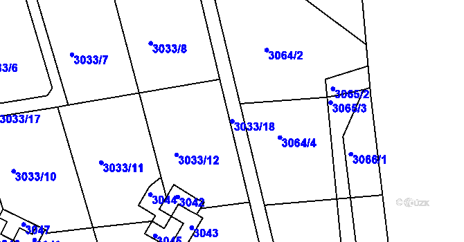 Parcela st. 3033/18 v KÚ Planá nad Lužnicí, Katastrální mapa