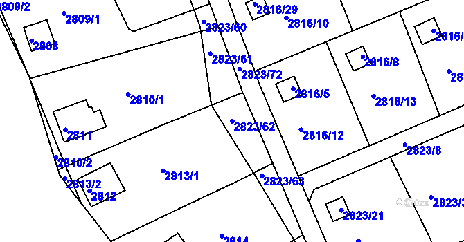 Parcela st. 2823/62 v KÚ Planá nad Lužnicí, Katastrální mapa