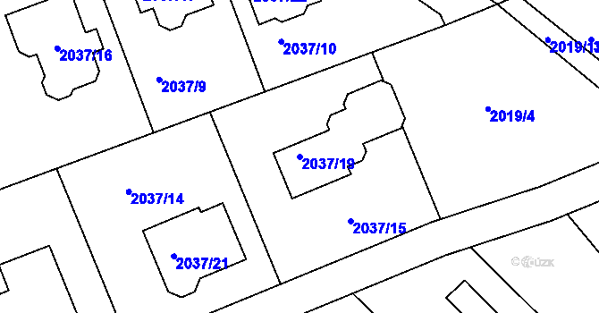 Parcela st. 2037/19 v KÚ Planá nad Lužnicí, Katastrální mapa