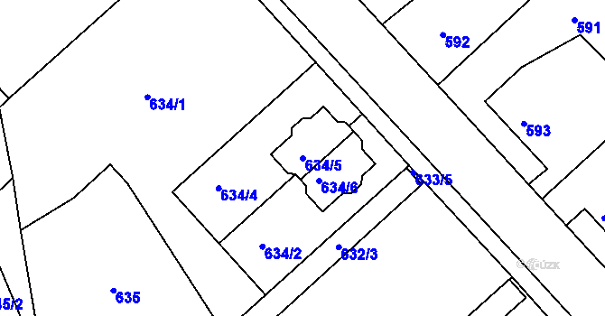 Parcela st. 634/5 v KÚ Planá nad Lužnicí, Katastrální mapa