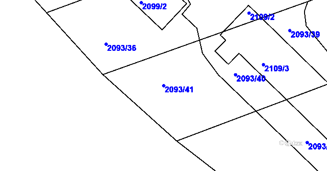 Parcela st. 2093/41 v KÚ Planá nad Lužnicí, Katastrální mapa