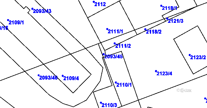 Parcela st. 2093/45 v KÚ Planá nad Lužnicí, Katastrální mapa