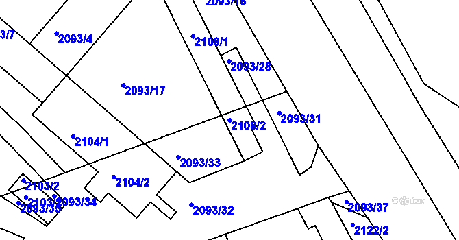 Parcela st. 2108/2 v KÚ Planá nad Lužnicí, Katastrální mapa