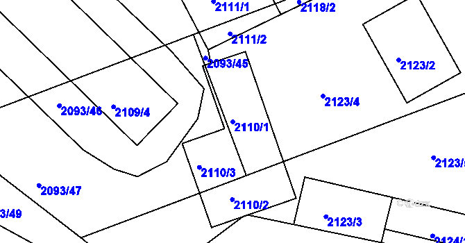 Parcela st. 2110/1 v KÚ Planá nad Lužnicí, Katastrální mapa