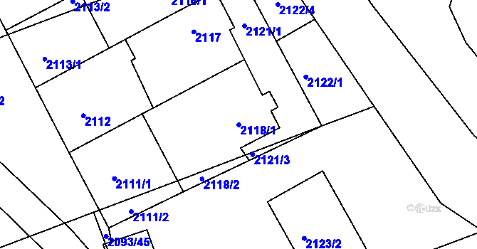 Parcela st. 2118/1 v KÚ Planá nad Lužnicí, Katastrální mapa