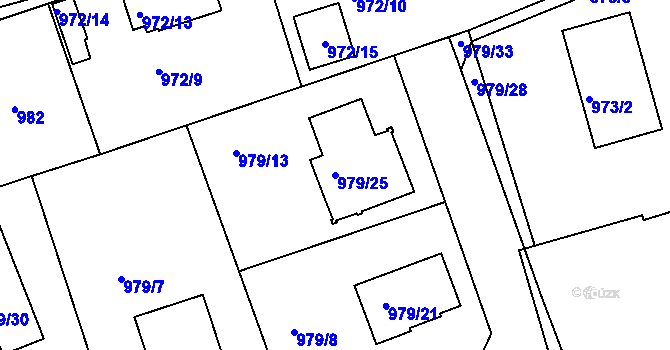 Parcela st. 979/25 v KÚ Planá nad Lužnicí, Katastrální mapa