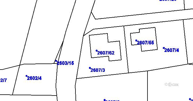 Parcela st. 2607/62 v KÚ Planá nad Lužnicí, Katastrální mapa