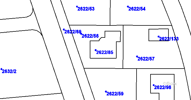 Parcela st. 2622/85 v KÚ Planá nad Lužnicí, Katastrální mapa