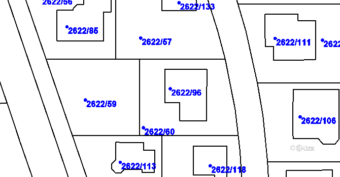 Parcela st. 2622/96 v KÚ Planá nad Lužnicí, Katastrální mapa